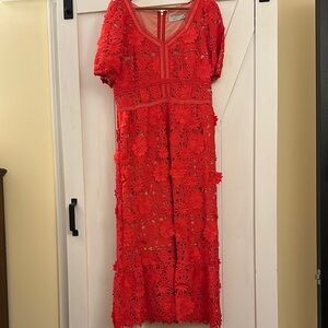 Adelyn Rae Red Puff Sleeve Sheath Dress